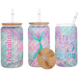 Beach Please I'm A Mermaid - Personalized Sea Lover Can Glass