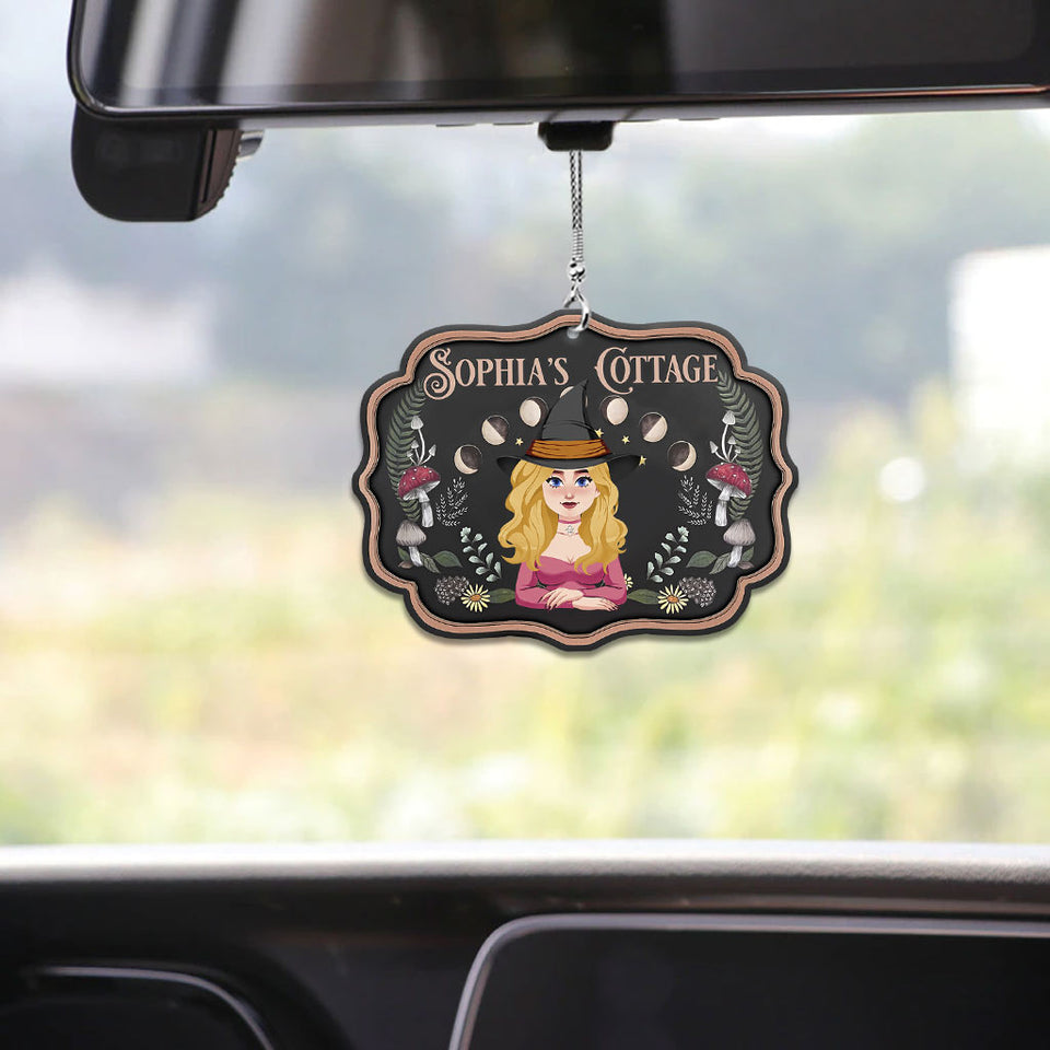 Witch's Cottage - Personalized Witch Car Ornament