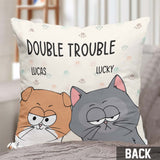 Double Trouble - Personalized Cat Throw Pillow