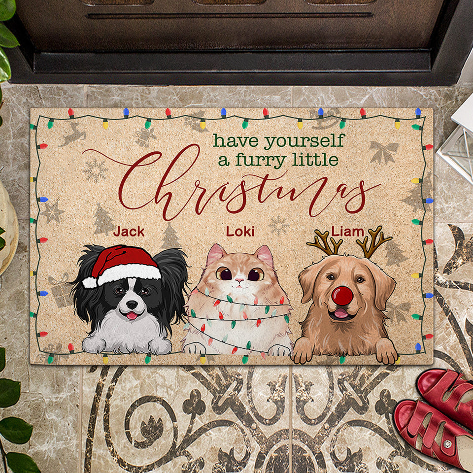 Have Yourself a Furry Little Christmas - Personalized Dog Doormat