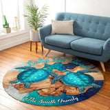 Salty Lil' Beach - Personalized Turtle Round Rug