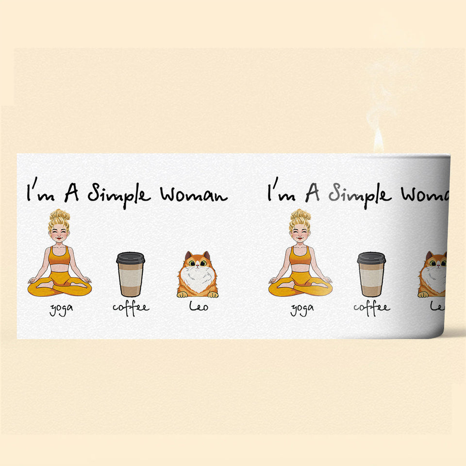 I'm A Simple Woman - Yoga gift for dog lover, cat lover, cat lover - Personalized Candle With Wooden Lid