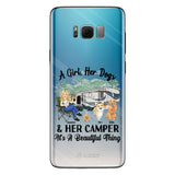 A Girl Her Dog And Her Camper - Camping gift for dog lover - Personalized Clear Phone Case