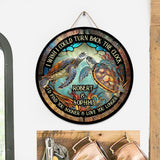 Turn Back The Clock - Personalized Turtle Round Wood Sign