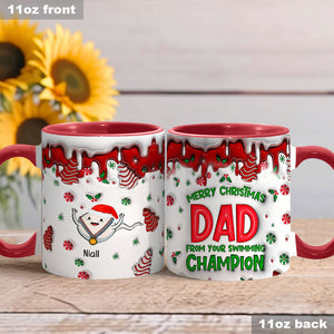 Merry Christmas Dad From Your Swimming Champion - Personalized Father Accent Mug
