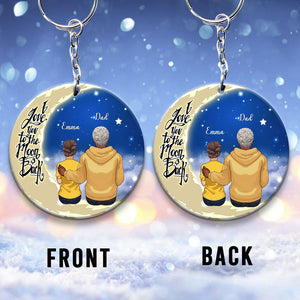 To The Moon And Back - Gift for grandma, mom, dad, grandpa - Personalized Keychain