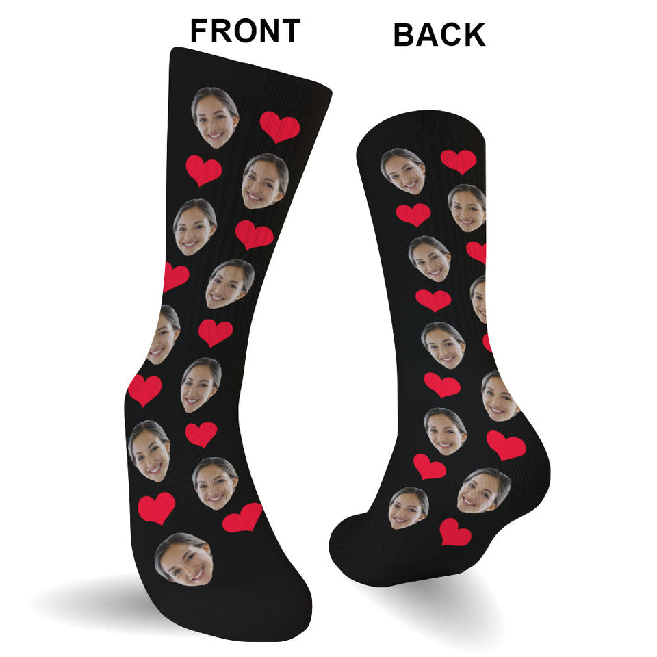 Custom Face Heart Pattern - Personalized Step Mom Socks
