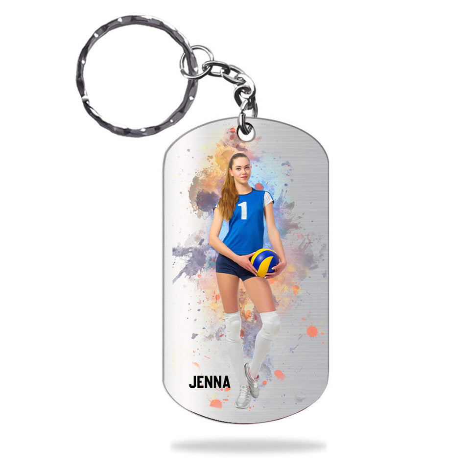 Just A Girl With Goals - Personalized Volleyball Stainless Steel Keychain