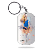 Just A Girl With Goals - Personalized Volleyball Stainless Steel Keychain