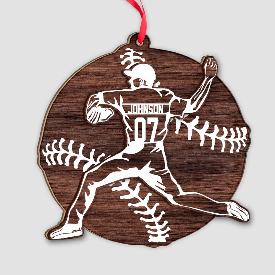 Baseball Season - Personalized Baseball 2 Layered Piece Ornament