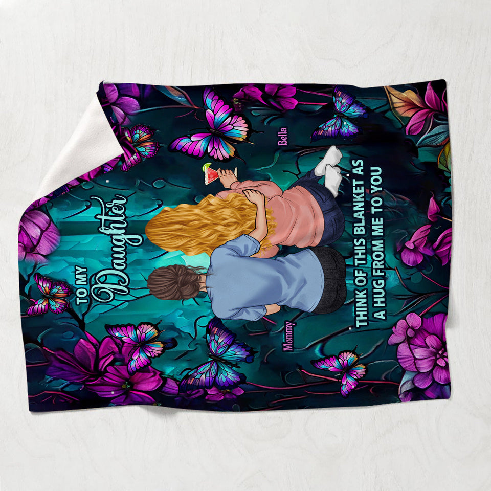 Teal And Purple Butterfly Blanket - Gift for daughter, granddaughter - Personalized Blanket