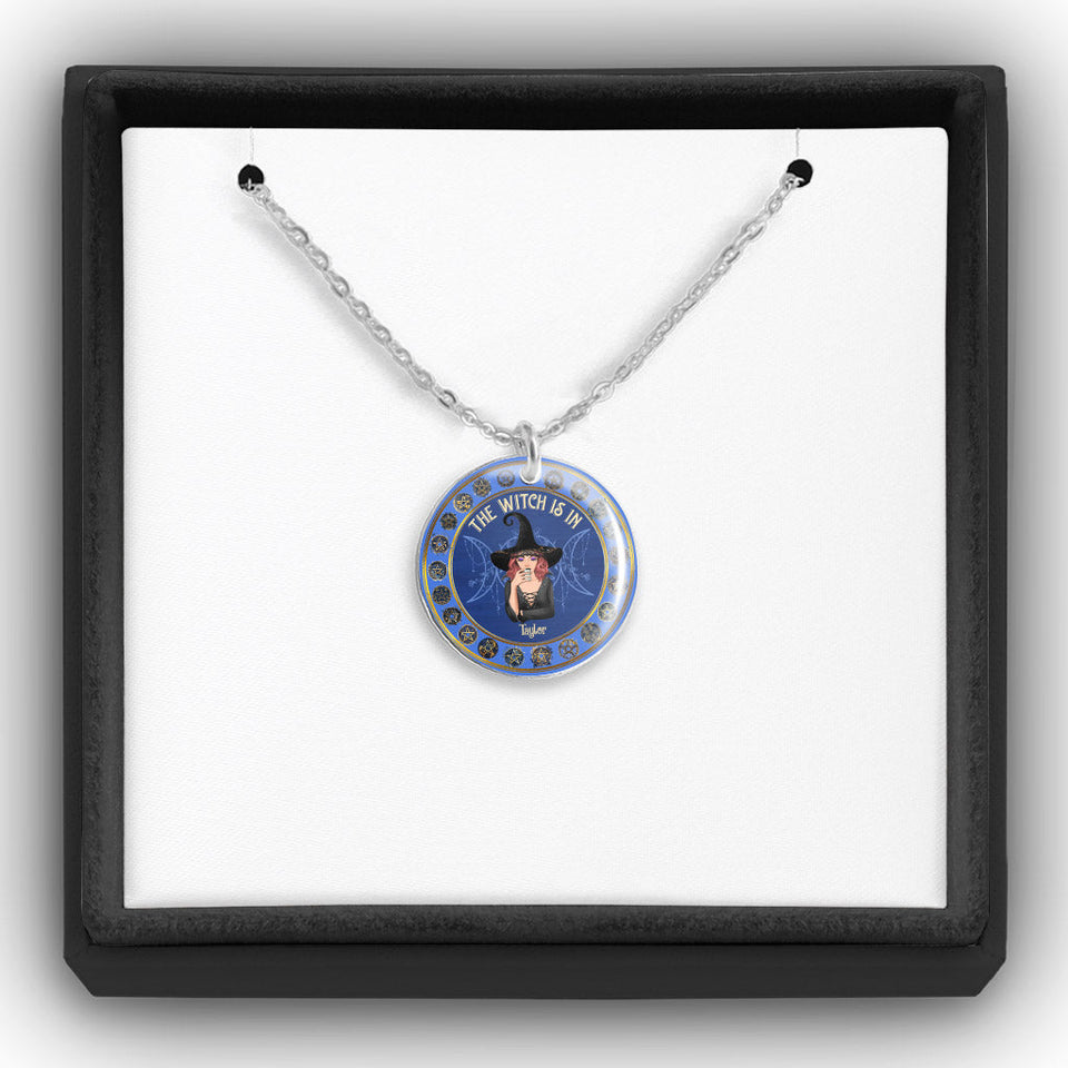 The Witch Is In - Personalized Witch Round Pendant Necklace
