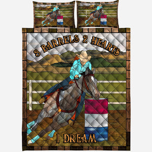 3 Barrels 2 Hearts 1 Dream - Personalized Horse Quilt Set