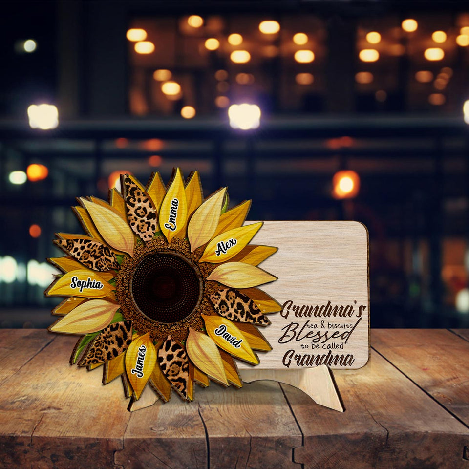 Grandma's Tea & Biscuits - Personalized Grandma 2 Layered Wood Sign