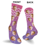 Custom Face Purple Pattern - Personalized Step Mom Socks