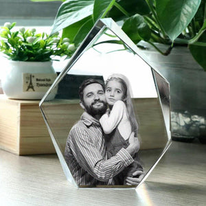 Custom Photo - Personalized Father Laser Engraving 3D Iceberg Shaped Crystal Lamp