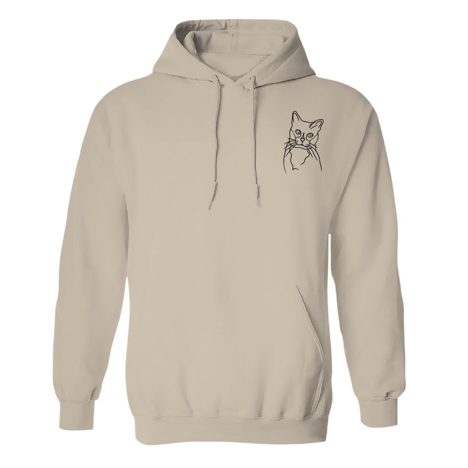 Custom Line Art - Personalized Cat Embroidered Hoodie