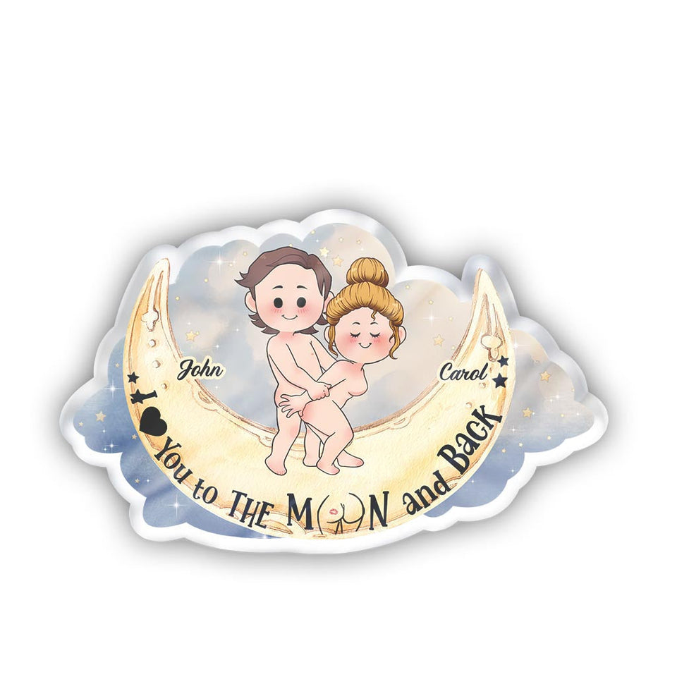 Love You To The Moon And Back - Personalized Couple Shaped Pillow
