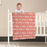 Custom Name Heart Pattern - Personalized Newborn Blanket