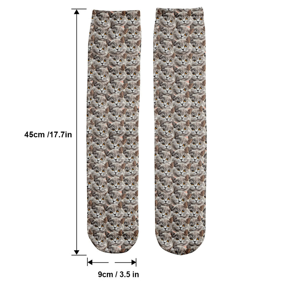 Customizable Printed Face - Personalized Cat Socks