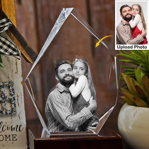 Custom Photo - Personalized Father Laser Engraving 3D Iceberg Shaped Crystal Lamp