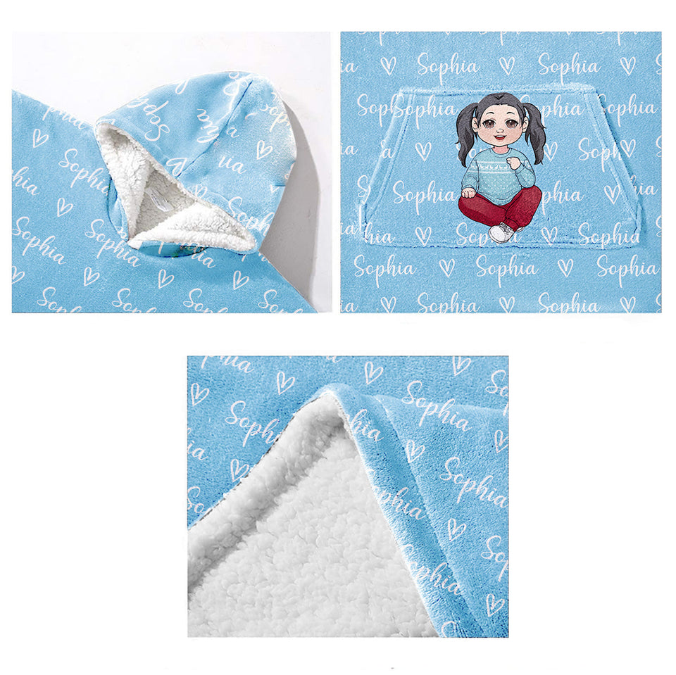Merry Christmas Kids - Personalized Kid Blanket Hoodie