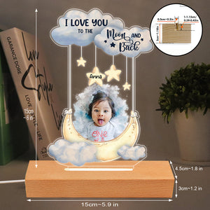I Love You To The Moon And Back - Personalized Family Shaped Plaque Light Base