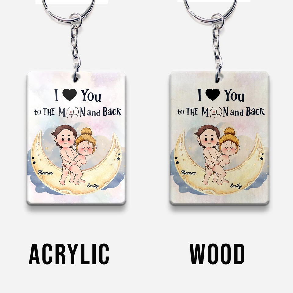 Love You To The Moon And Back - Personalized Couple Keychain