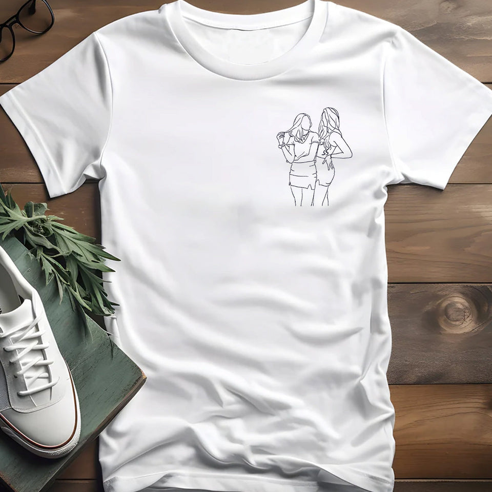 Custom Line Art - Personalized Daughter Embroidered T-shirt