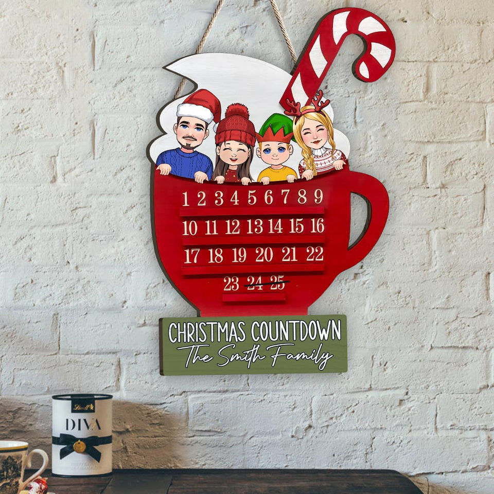 Christmas Countdown - Personalized Family Wood Sign