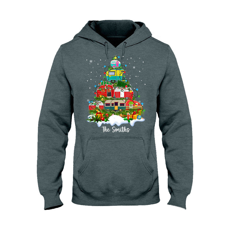 Happy Camper Merry Christmas - Personalized Camping T-shirt And Hoodie