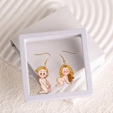 Funny Couple - gift for husband, wife, boyfriend, girlfriend - Personalized Wooden Earrings