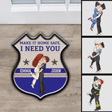 Make It Home Safe - Personalized Couple Shaped Doormat