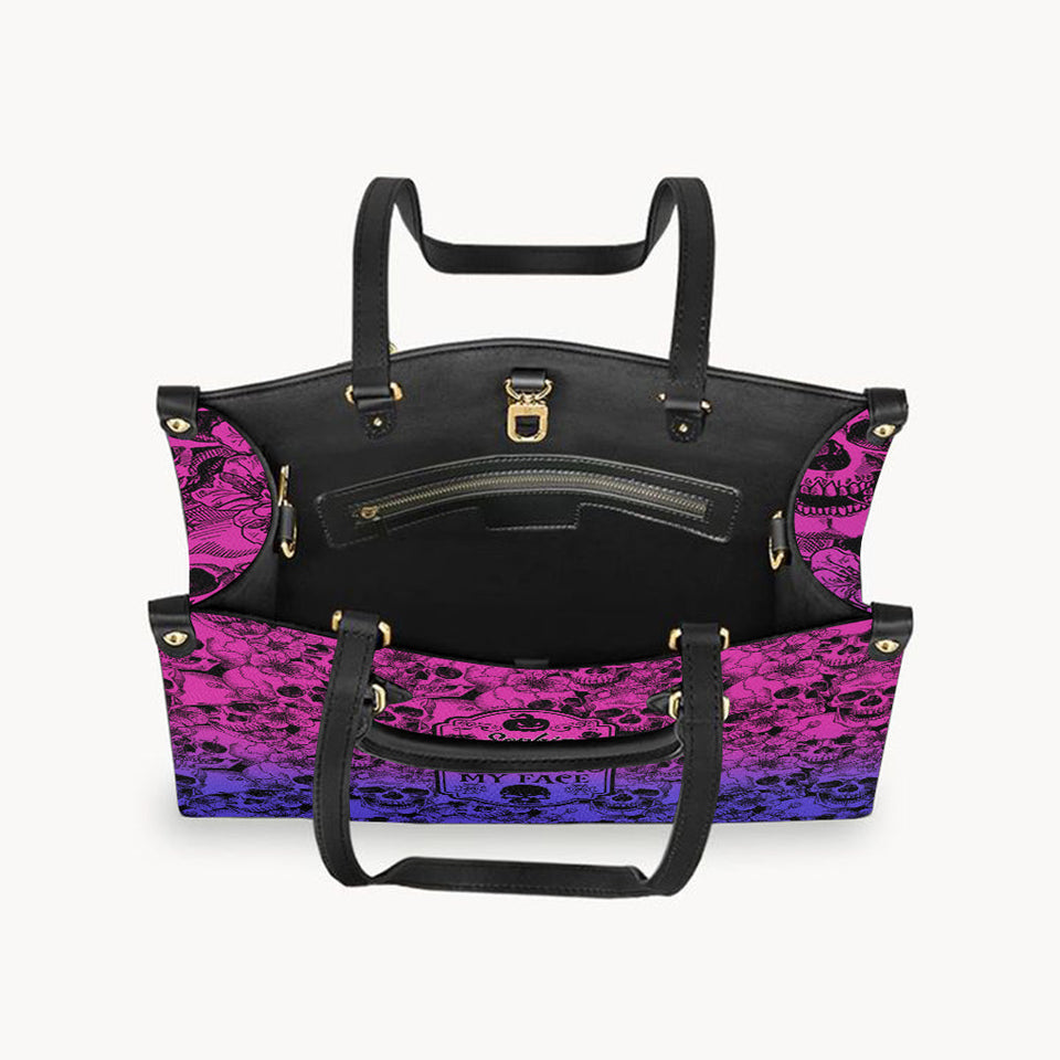 This Bag Contains My Face - Personalized Skull Leather Handbag