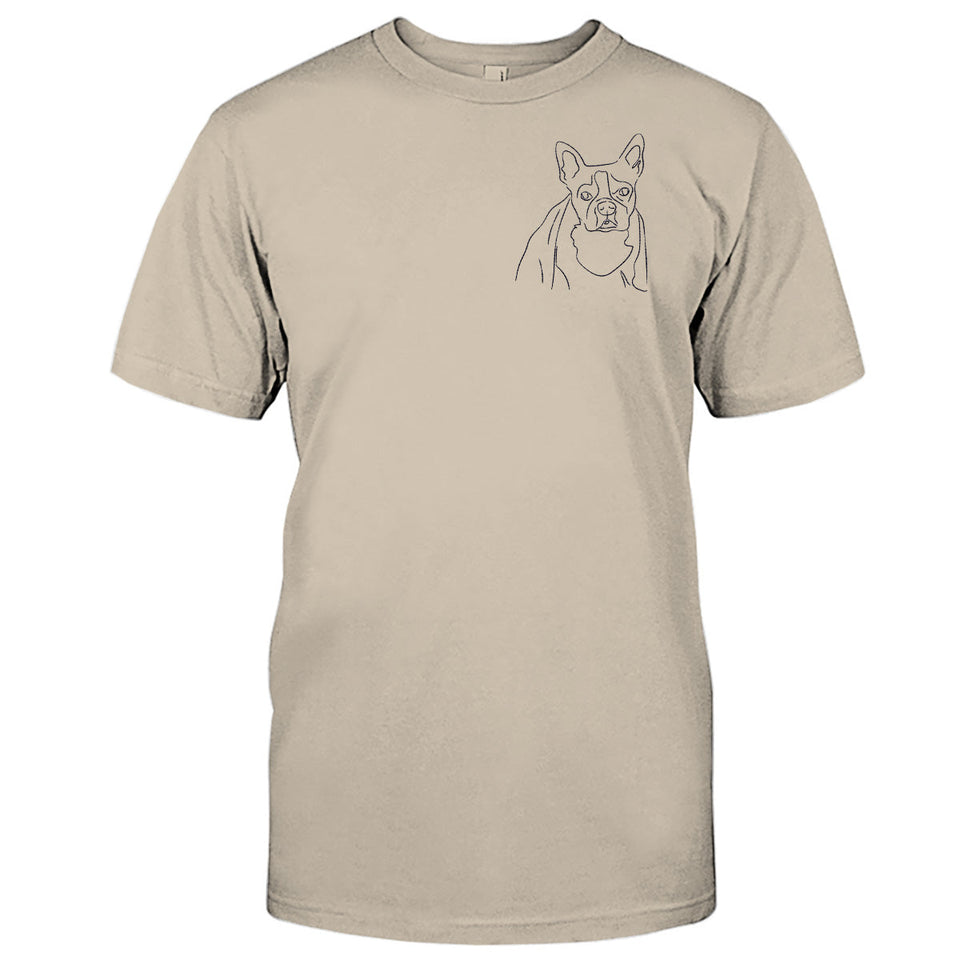 Custom Line Art - Personalized Dog Embroidered T-shirt