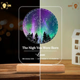 The Day You Were Born - Personalized Birthday Shaped Plaque Light Base