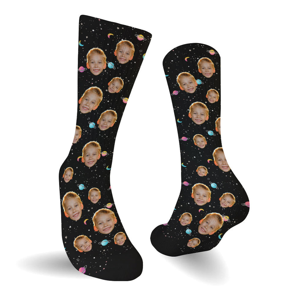 Custom Face Galaxy - Personalized grandson Socks