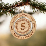 Happy Anniversary - gift for girlfriend, boyfriend - Personalized 2 Piece Wooden Ornament