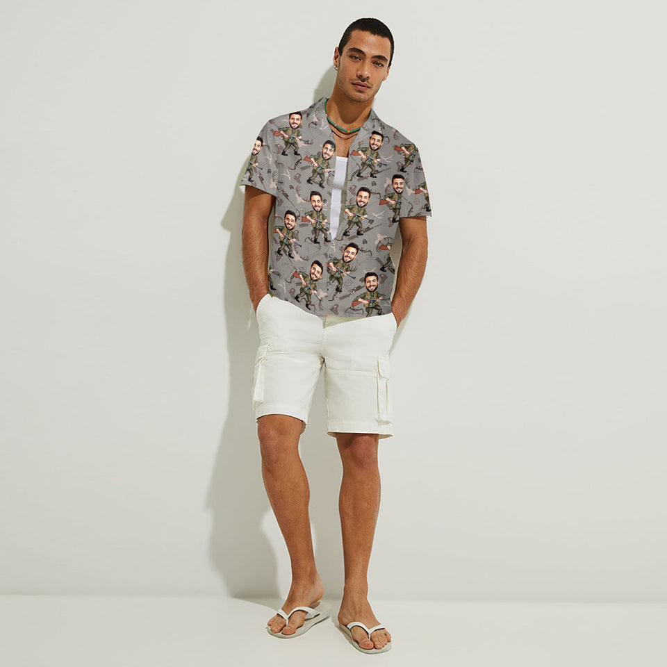 Photo Inserted Funny Hunting - Personalized Hunting Hawaiian Shirt