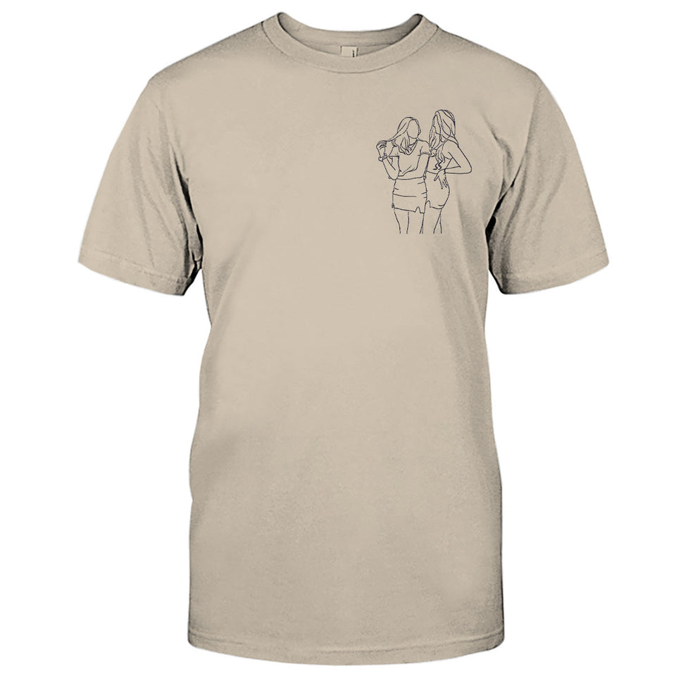Custom Line Art - Personalized Daughter Embroidered T-shirt