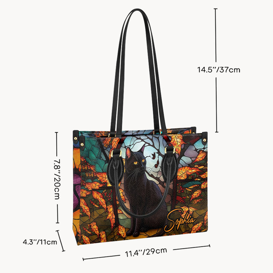 Black Cat - Personalized Black Cat Leather Handbag