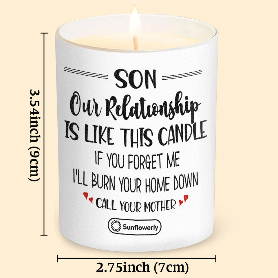 Our Relationship Is Like This - Personalized Son Candle With Wooden Lid