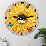 Sunflower Grandma And Grandkids - Personalized Grandma Wall Clock