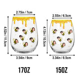 Bee Happy - Gift for grandma, mom - Personalized All Over Wine Glass