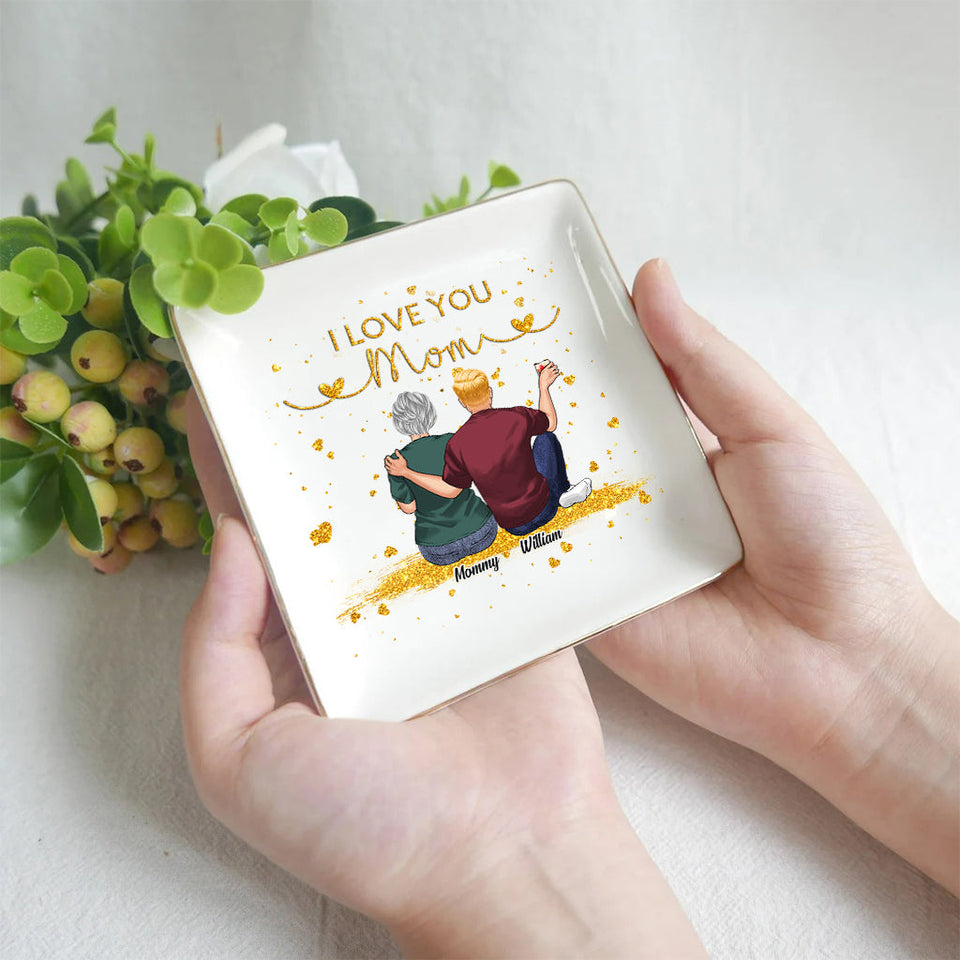 I Love You Mom - Personalized Mother Jewelry Dish