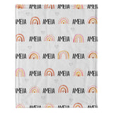 Custom Name Retro Rainbow - Personalized Newborn Blanket