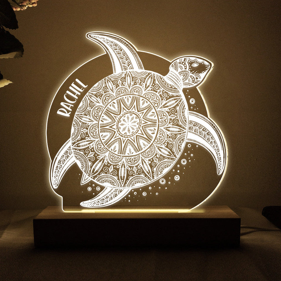 Love Turtle - Personalized Turtle Shaped Plaque Light Base