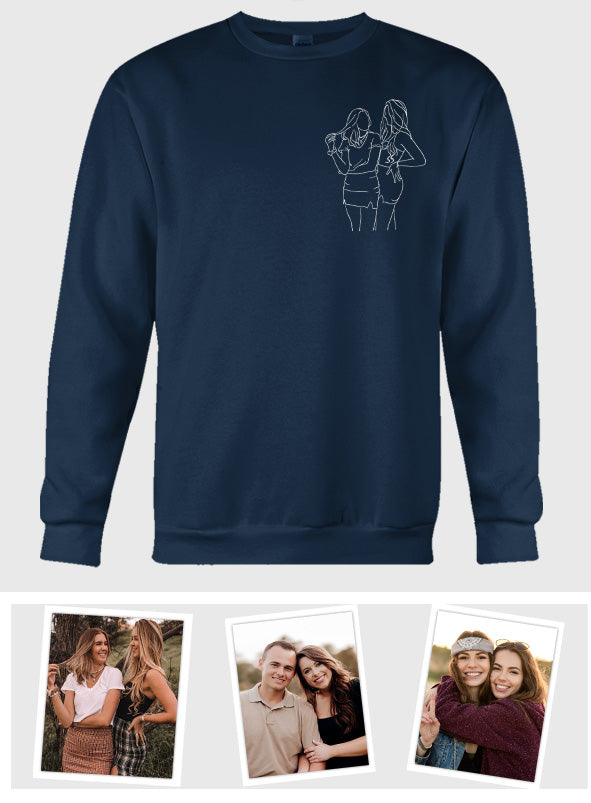 Custom Line Art - Personalized Daughter Embroidered Sweater