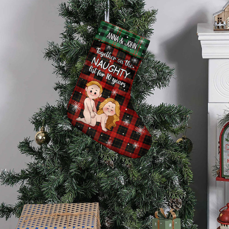 Together On The Naughty List - Personalized Couple Christmas Stockings