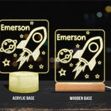 Rocket Night - Personalized Newborn Shaped Plaque Light Base